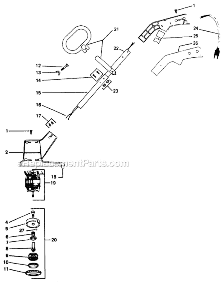 Page A Diagram and Parts List for 807-8  Weed Eater Trimmer